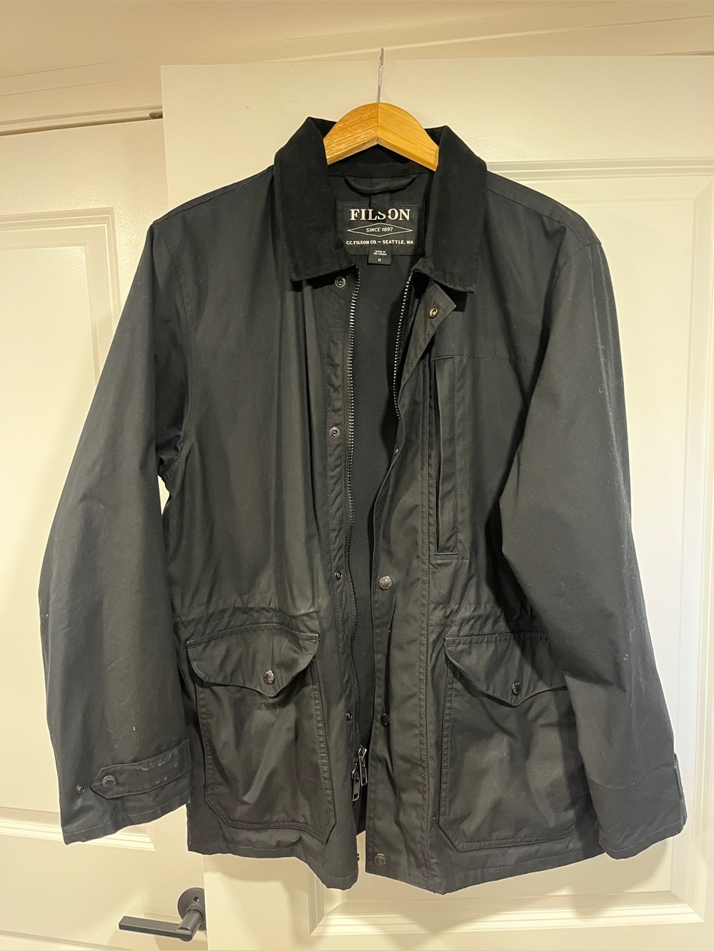 Filson Cover Cloth Mile Marker Jacket - Black - Medium